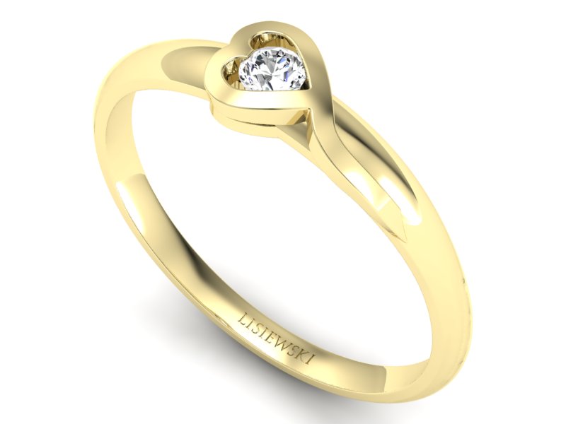 Pierścionek zaręczynowy z brylantem żółte złoto - p15067z - 3