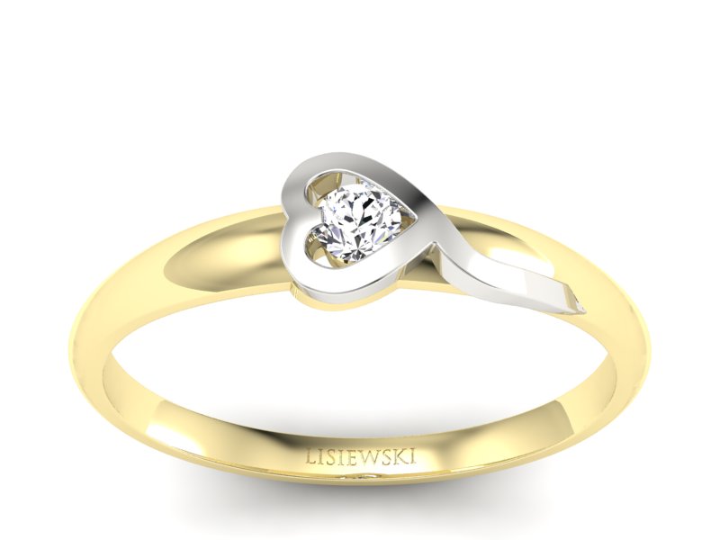 Złoty Pierścionek z diamentem złoto 585 - p15067zb_Si_H - 1