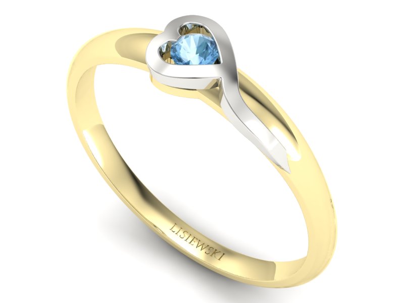 Pierścionek z topazem z żółtego i białego złota - p15067zba
