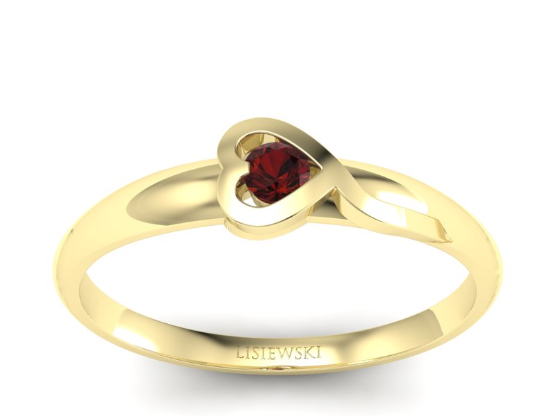 Złoty Pierścionek z granatem żółte złoto 585 - p15067zgr - 1