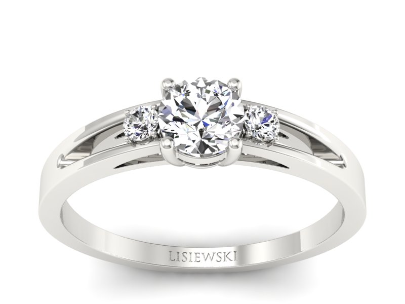 Złoty pierścionek z brylantami białe złoto - P15068b - 1