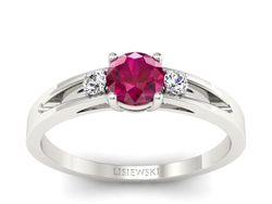 Pierścionek z rubinem i brylantami białe złoto - P15068BR