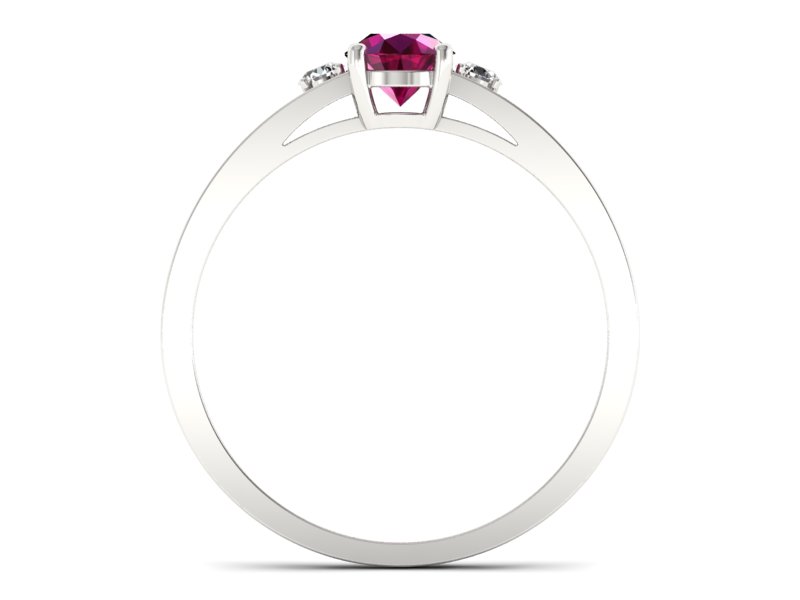 Pierścionek z rubinem i brylantami białe złoto - P15068BR - 2