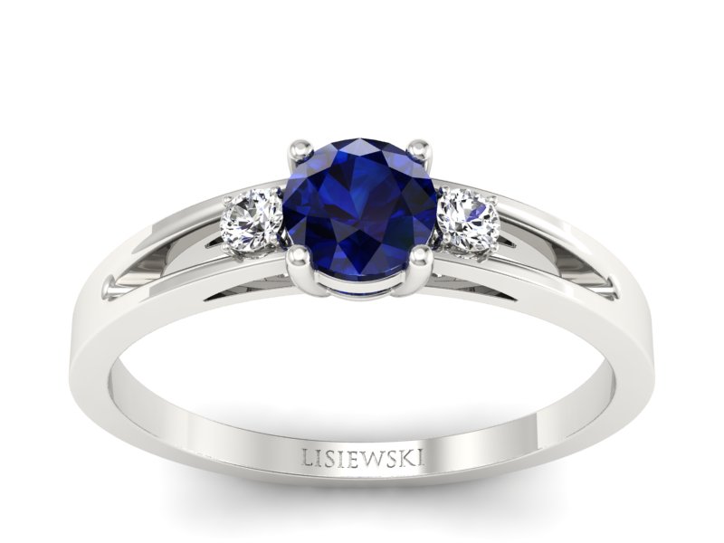 Pierścionek zaręczynowy z szafirem i brylantami - P15068BSA - 1