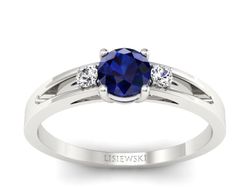 Pierścionek zaręczynowy z szafirem i brylantami - P15068BSA