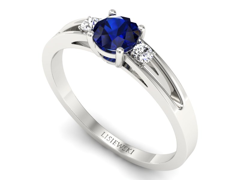 Pierścionek zaręczynowy z szafirem i brylantami - P15068BSA - 3