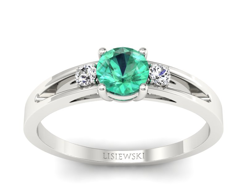 Złoty pierścionek ze szmaragdem i brylantami - P15068BSM - 1