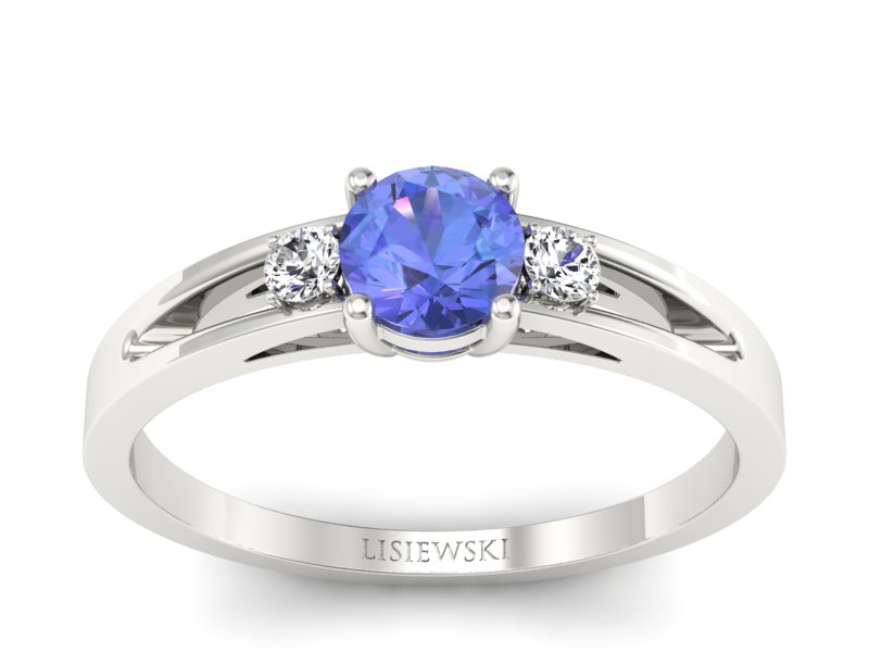 Pierścionek z tanzanitem białe złoto i brylantami - P15068BT - 1
