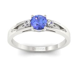 Pierścionek z tanzanitem białe złoto i brylantami - P15068BT