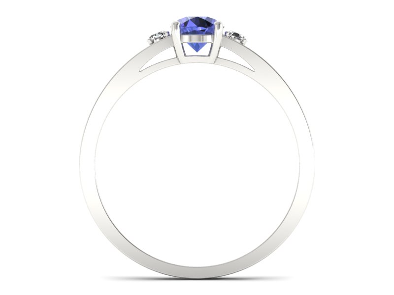 Pierścionek z tanzanitem białe złoto i brylantami - P15068BT - 2