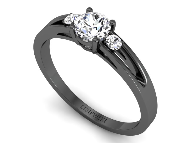 Czarne złoto pierścionek z brylantami - p15068cz - 3
