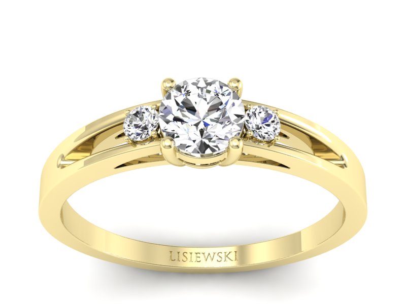 Pierścionek zaręczynowy z brylantami żółte złoto - P15068z - 1