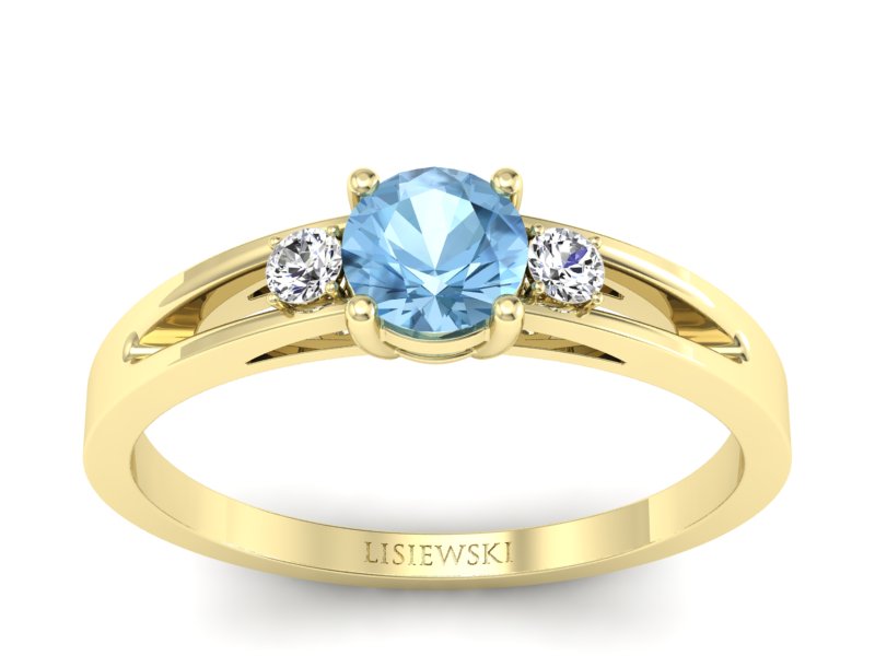 Pierścionek z topazem i brylantami żółte złoto - P15068za - 1