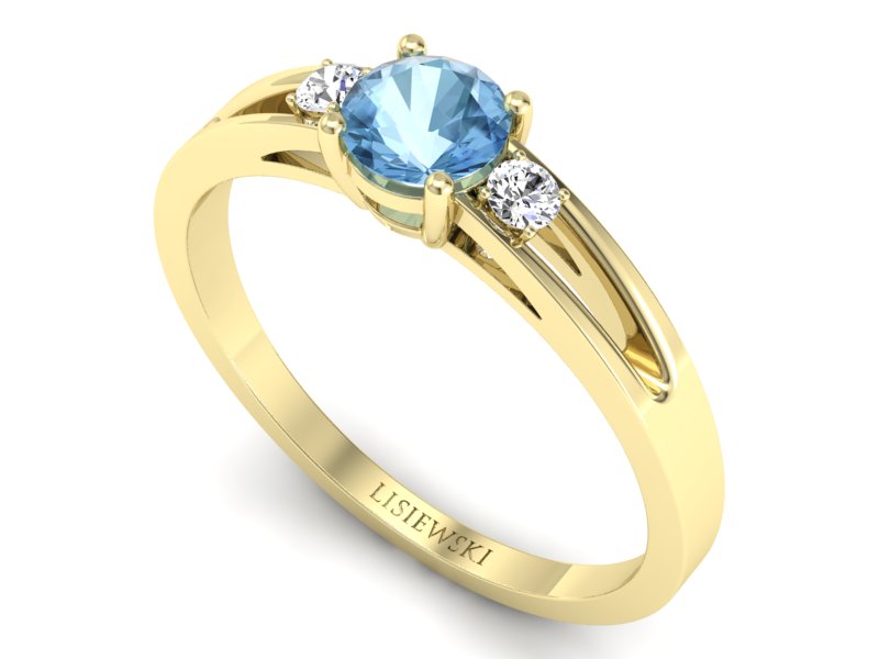 Pierścionek z topazem i brylantami żółte złoto - P15068za - 3