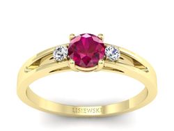 Pierścionek zaręczynowy z rubinem i brylantami - P15068ZR