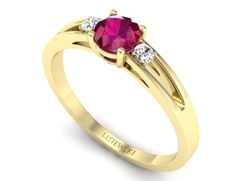 Pierścionek zaręczynowy z rubinem i brylantami - P15068ZR - 3