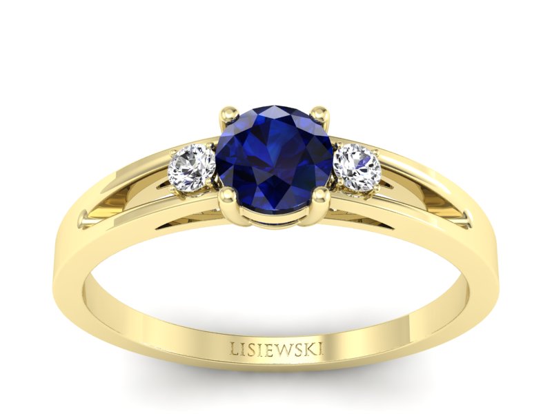 Pierścionek zaręczynowy z szafirem i brylantami - P15068ZSA - 1