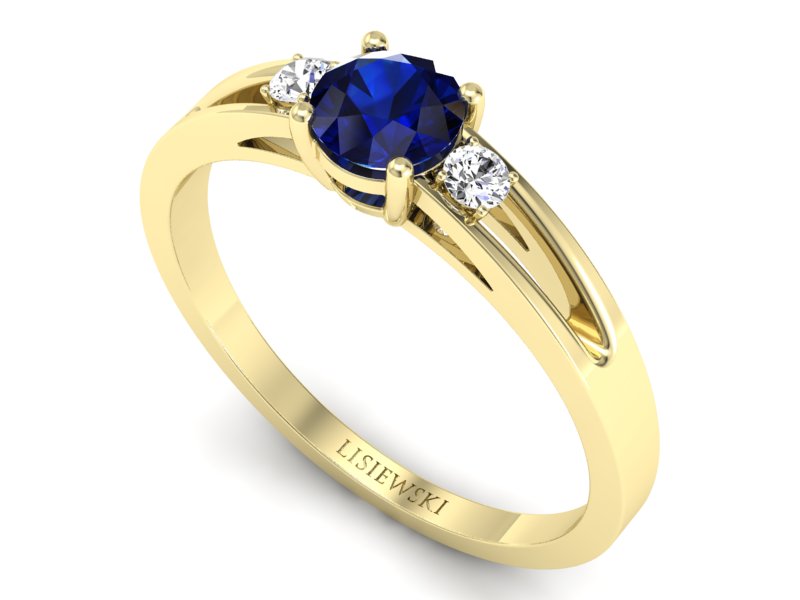 Pierścionek zaręczynowy z szafirem i brylantami - P15068ZSA - 3