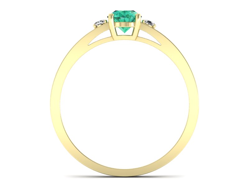 Złoty pierścionek ze szmaragdem z brylantami - P15068ZSM - 2