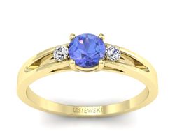 Złoty pierścionek z tanzanitem z brylantami - P15068ZT
