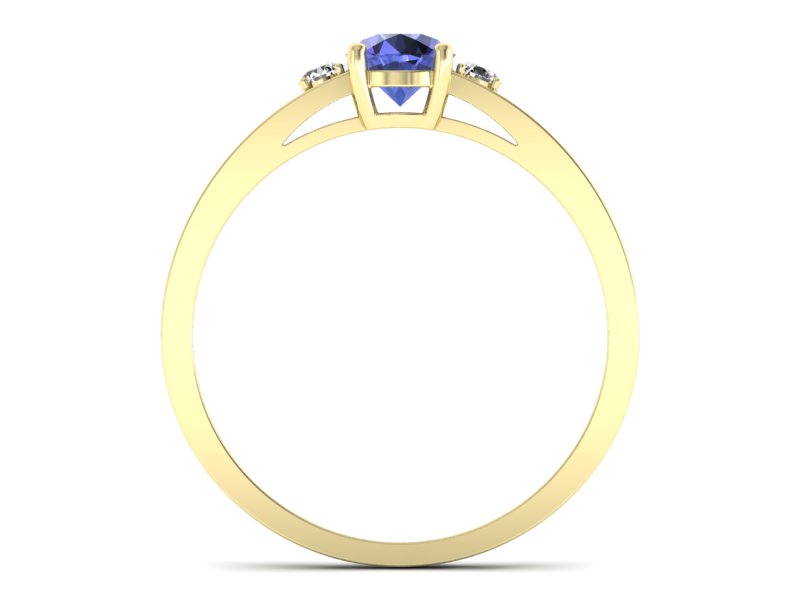 Złoty pierścionek z tanzanitem z brylantami - P15068ZT - 2