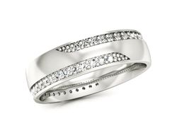 Pierscionek Obrączka z brylantami białe złoto 585 - P15073B