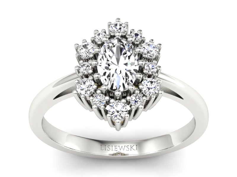 Pierścionek zaręczynowy z diamentami białe złoto - p15074b - 1