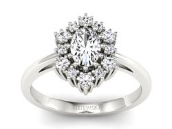 Pierścionek zaręczynowy z diamentami białe złoto - p15074b