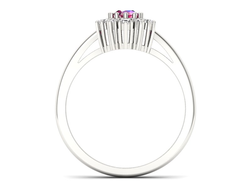 Pierścionek z rubinem i brylantami białe złoto - p15074br - 2