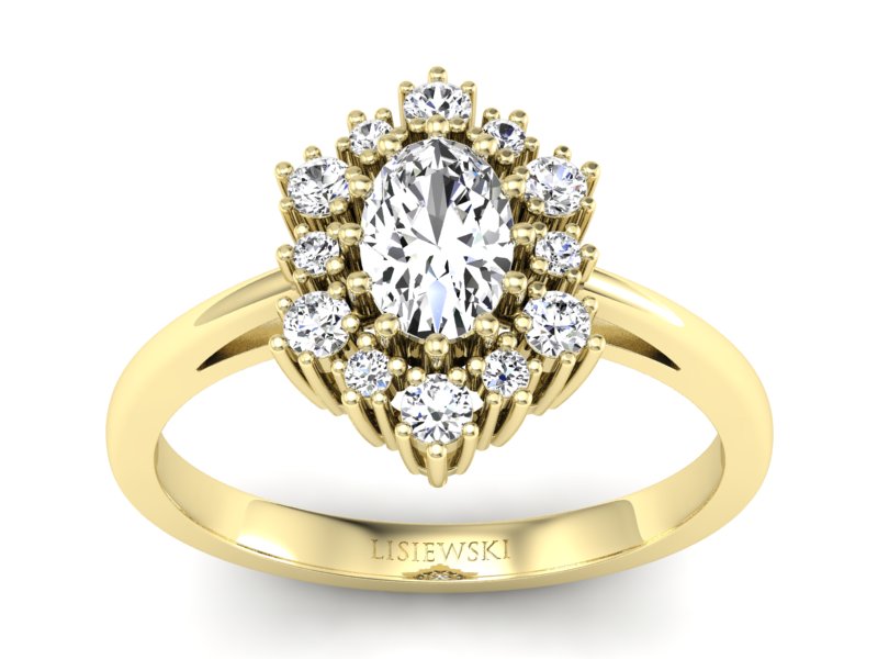 Pierścionek zaręczynowy z brylantami żółte złoto - p15074z - 1