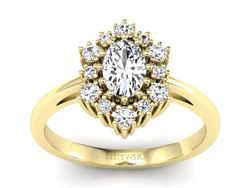 Pierścionek zaręczynowy z brylantami żółte złoto - p15074z