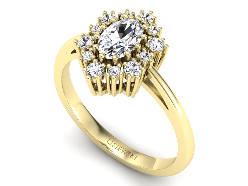 Pierścionek zaręczynowy z brylantami żółte złoto - p15074z - 3