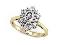 Pierścionek z diamentami żółte i białe złoto 585 - p15074zb