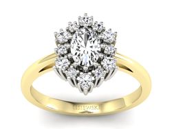 Pierścionek z diamentami żółte i białe złoto - p15074zb