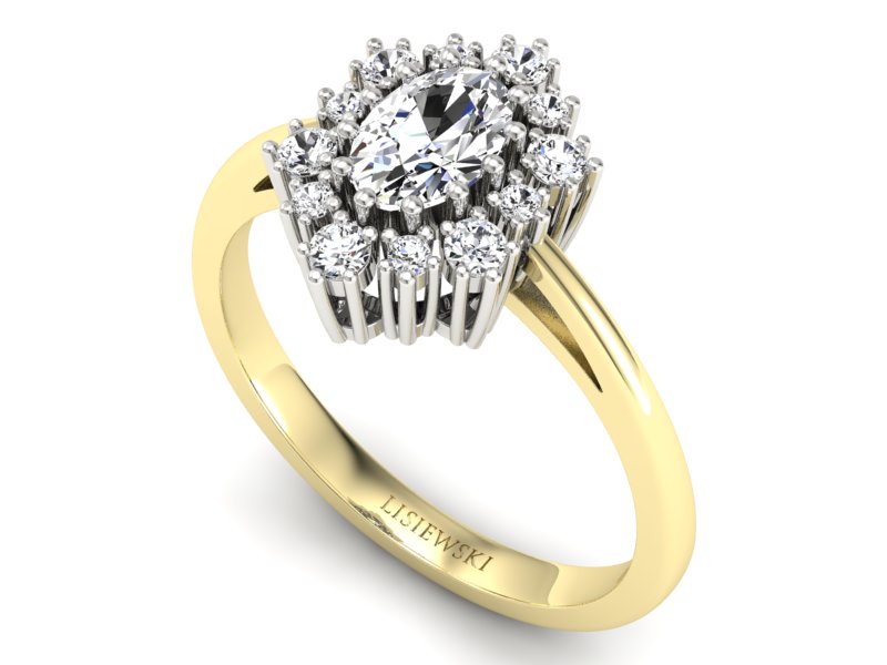 Pierścionek z diamentami żółte i białe złoto - p15074zb - 3