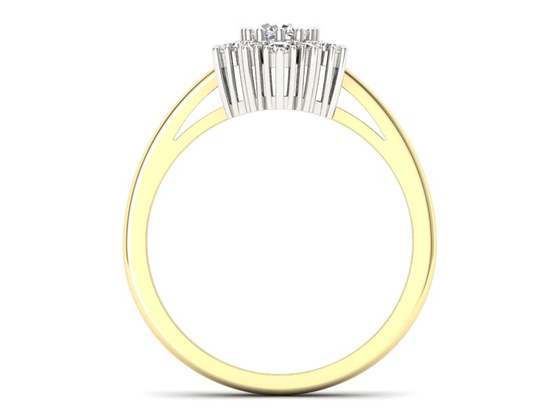 Pierścionek z diamentami żółte i białe złoto - p15074zb - 2