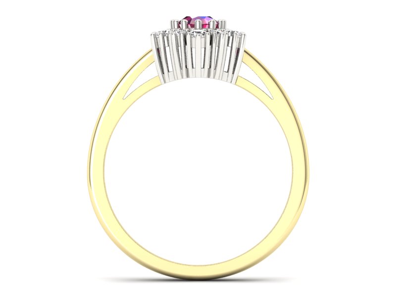 Pierścionek zaręczynowy z rubinem i brylantami - p15074zbr - 2