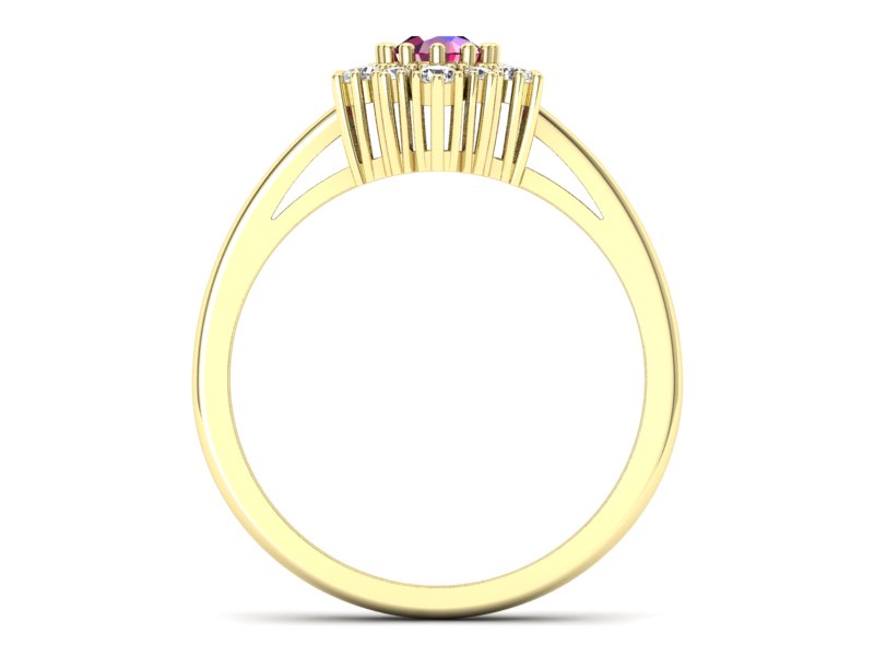 Pierścionek z rubinem i brylantami żółte złoto - p15074zr - 2