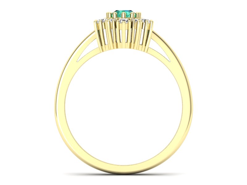 Złoty pierścionek ze szmaragdem i brylantami - p15074zsm - 2