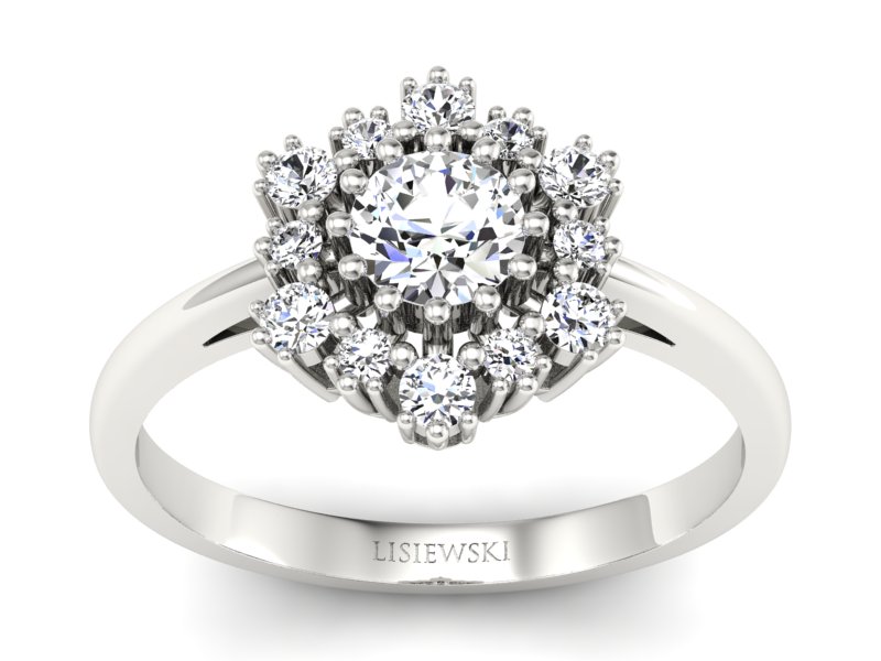 Pierścionek zaręczynowy z diamentami białe złoto - p15075b - 1