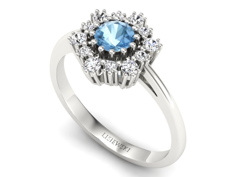 Pierścionek z topazem i brylantami białe złoto - p15075btp - 3