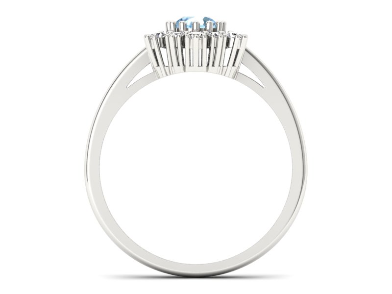 Pierścionek z topazem i brylantami białe złoto - p15075btp - 2