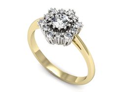 Pierścionek z diamentem żółte i białe złoto 585 - p15075bz