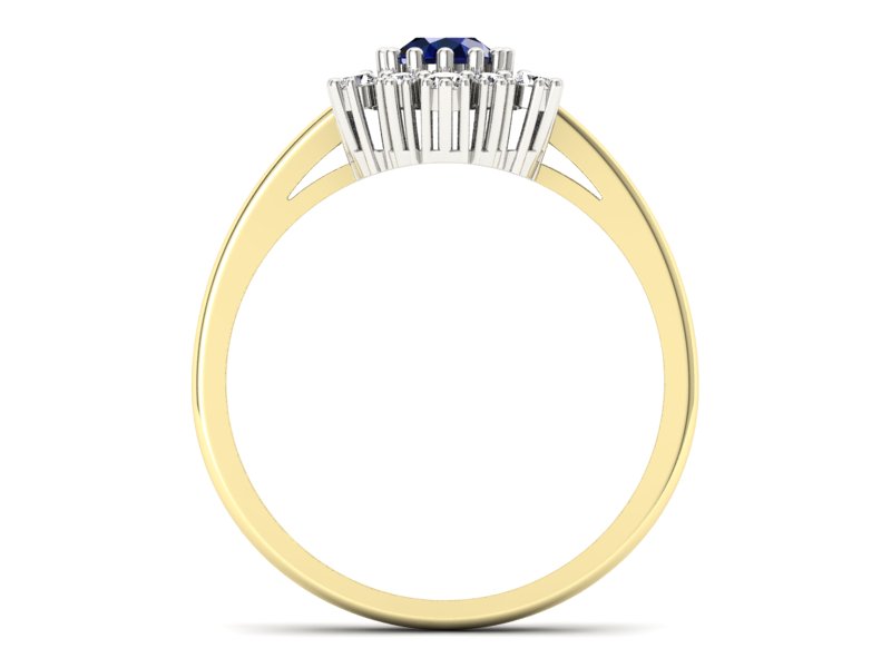 Złoty pierścionek z szafirem i brylantami - p15075bzsz - 2