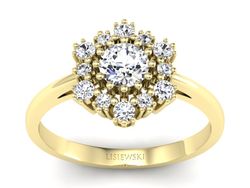 Złoty pierścionek z brylantami żółte złoto - p15075z