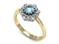 Pierścionek topaz i brylanty białe żółte złoto - p15075zbtp