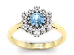 Złoty pierścionek z topazem i brylantami - p15075zbtp