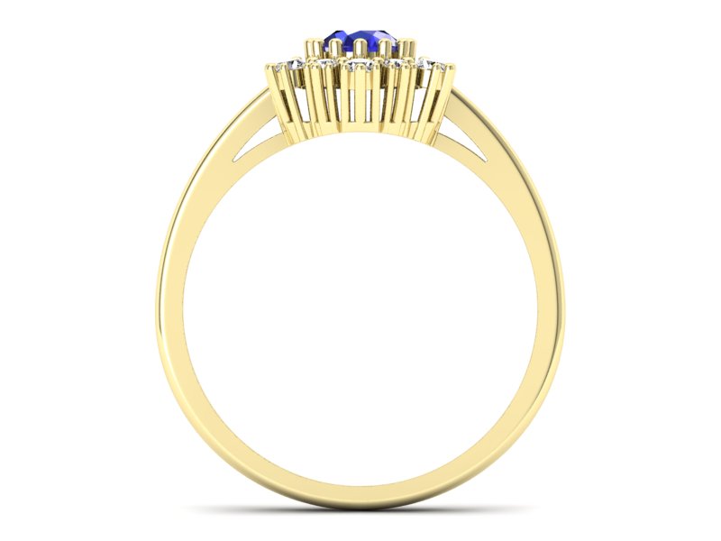 Złoty pierścionek z szafirem i diamentami - p15075zszc - 2