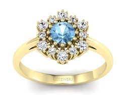 Złoty pierścionek z topazem i brylantami - p15075ztp