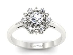 Pierścionek z diamentami białe złoto 585 diamenty - p15077b